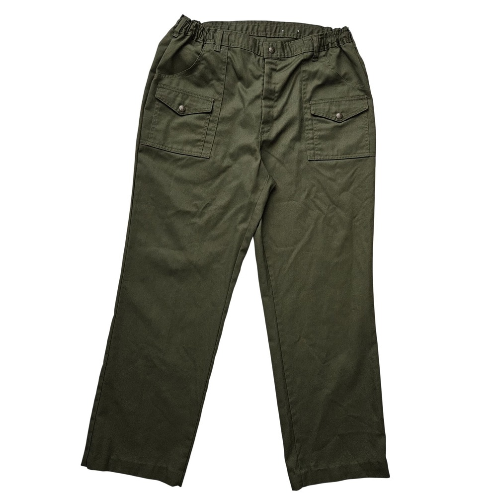 Boy Scouts of America Size 38 Uniform Pants Green Elastic Waist (Fits‎ 35x32)